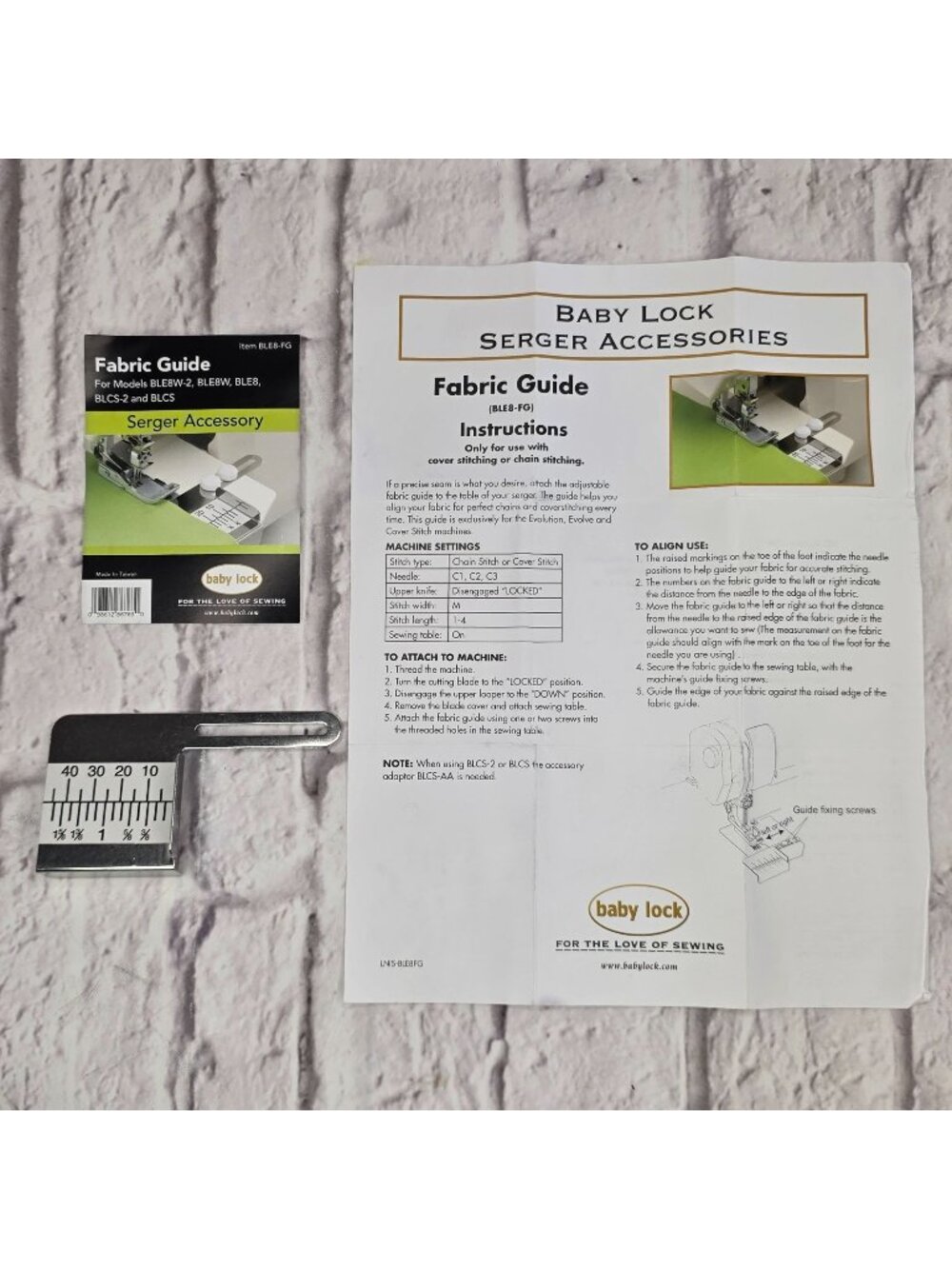 Baby Lock Fabric Guide BLE8-FG Serger Accessory For BLE8W-2 BLE8W BLE8 BLCS-2 BL